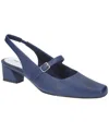 Easy Street Womens Faux Leather Buckle Slingback Heels In Navy Satin