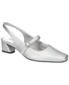 Easy Street Womens Shimmer Man Made Slingback Heels In Silver Satin