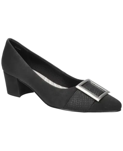 Easy Street Cider Womens Faux Leather Slip On Block Heels In Black Matte