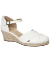 Easy Street Women's Coast Espadrille Wedge Sandals In White Linen Embossed