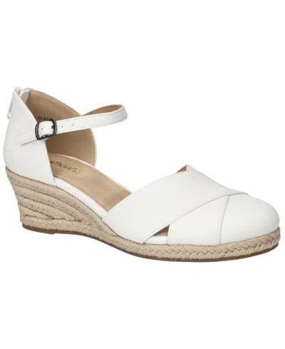 Easy Street Women's Coast Espadrille Wedge Sandals In White Linen Embossed