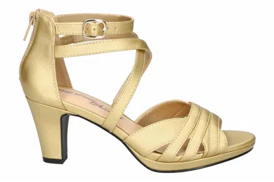 Easy Street Women's Crissa Heeled Sandal In Gold Satin In Multi