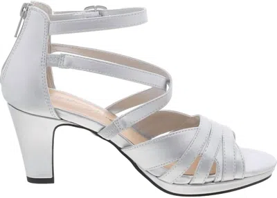 Easy Street Women's Crissa Heeled Sandal In Silver Satin