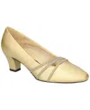 Easy Street Cristiny Womens Satin Glitter Pumps In Gold Satin