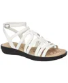 Easy Street Women's Daylily Gladiator Buckle Flat Sandals In White Matte Snake