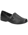 Easy Street Destiny Womens Padded Insole Leather Slip-on Sneakers In Black Woven Embossed