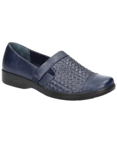 Easy Street Women's Destiny Comfort Flats In Navy Woven Embossed