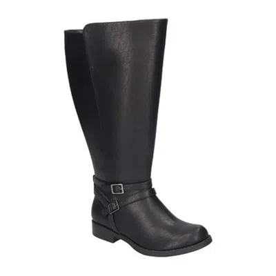Easy Street Women's  Bay Boots Black Leather Round Toe Block Heel Hawk1232
