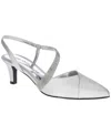 Easy Street Emerald Womens Round Closed Toe Stiletto Heel Pumps In Silver Satin