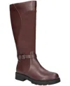 Easy Street Womens Erica Plus Extra Wide Calf Stacked Heel Riding Boots In Burgundy