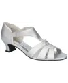 Easy Street Essie Womens Cushioned Footbed Faux Leather Heels In Silver Satin