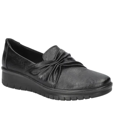 Easy Street Faith Womens Leather Slip On Casual And Fashion Sneakers In Black