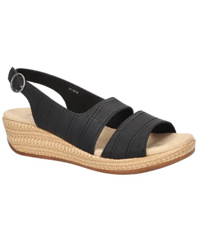 Easy Street Women's Gannett Buckle Slingback Wedge Sandals In Black Croco
