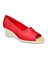 Easy Street Womens Padded Insole Satin Espadrilles In Red Thai Silk