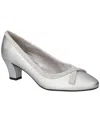 Easy Street Kata Womens Round Stiletto Heel Pumps In Silver