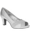 Easy Street Women's Lavish Platform Pumps In Silver Satin