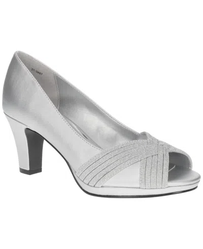 Easy Street Women's Lavish Platform Pumps In Silver Satin