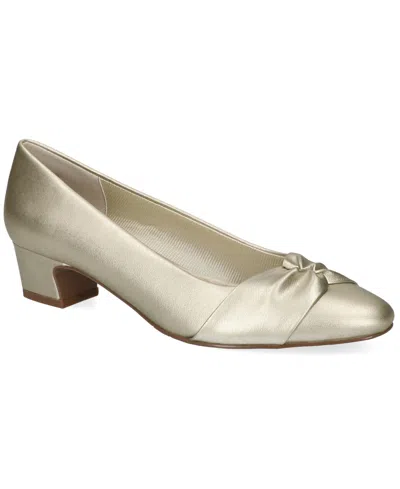 Easy Street Lyanna Womens Almond Closed Toe Block Heel Pumps In Yellow