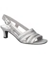 Easy Street Women's Meghan Slingback Heeled Sandals In Silver Satin