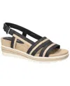 Easy Street Womens Mel Wedge Sandals In Washed Black