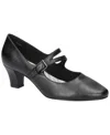 Easy Street Meryl Womens Buckle Faux Leather Mary Jane Heels In Black
