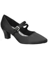 Easy Street Meryl Womens Buckle Faux Leather Mary Jane Heels In Black Satin