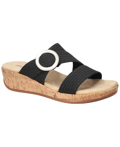 Easy Street Women's Mina Wedge Heel Sandals In Black Wave