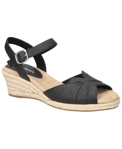 Easy Street Women's Miramar Espadrille Wedge Heel Sandals In Black