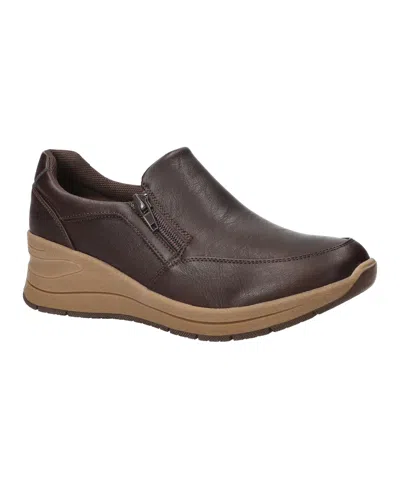Easy Street Women's Nita Slip-resistant Wedge Sneakers In Brown