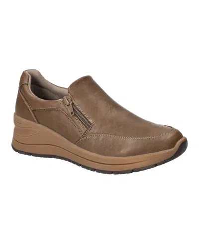 Easy Street Women's Nita Slip-resistant Wedge Sneakers In Brown