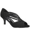 Easy Street Oceana Womens Strappy Faux Suede Kitten Heels In Black Lamy