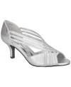 Easy Street Oceana Womens Round Open Toe Stiletto Heel Pumps In Silver Metallic