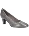 Easy Street Womens Solid Faux Leather Pumps In Grey Crinkled Patent