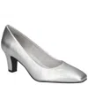 Easy Street Womens Faux Leather Square Toe Pumps In Silver