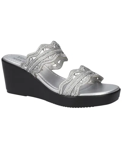 Easy Street Women's Selva Wedge Heel Sandals In Silver