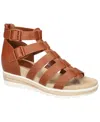 Easy Street Women's Simone Zip Wedge Sandals In Cognac