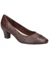 Easy Street Wes Womens Faux Leather Cushiond Pumps In Brown Woven Embossed