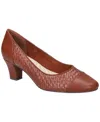 Easy Street Wes Womens Textured Faux Leather Kitten Heels In Tan Woven Embossed