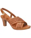 Easy Street Adara Womens Faux Leather Perforated Heel Sandals In Tan