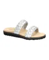 Easy Street Susi Womens Metallic Woven Slide Sandals In Silver Metallic Woven