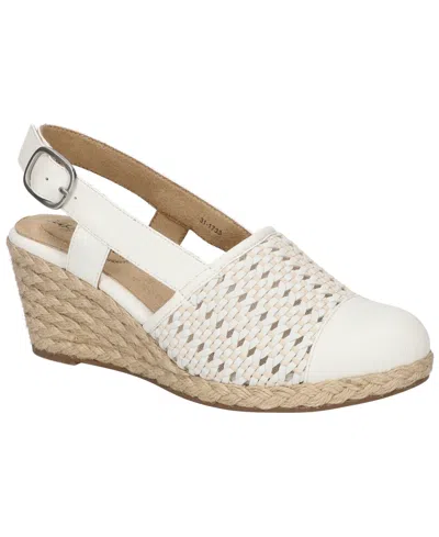 Easy Street Women's Taffy Buckle Slingback Espadrille Wedges In White