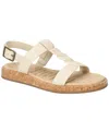 Easy Street Womens Tampa Adjustable Strap Flat Sandals In Natural Linen Embossed