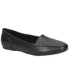 Easy Street Womens Solid Man Made Flat Shoes In Black Woven Embossed