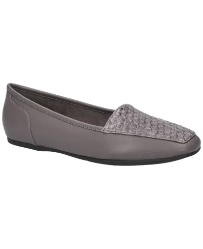 Easy Street Women's Thrill Square Toe Flats In Grey Woven Embossed