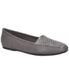 Easy Street Women's Thrill Square Toe Flats In Grey Woven Embossed