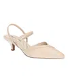 Easy Street Unna Womens Faux Leather Pointed Toe Kitten Heels In Nude Patent