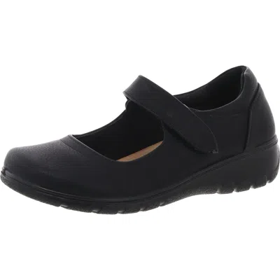 Easy Street Womens Adjustable Faux Leather Mary Janes In Black