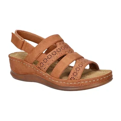 Easy Street Womens Alexi Wedge Sandals In Brown