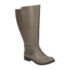 Easy Street Womens Bay Plus Wide Calf Stacked Heel Riding Boots In Brown