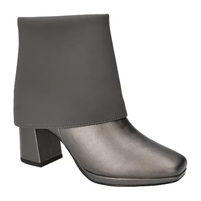 Easy Street Womens Block Heel Booties In Gray